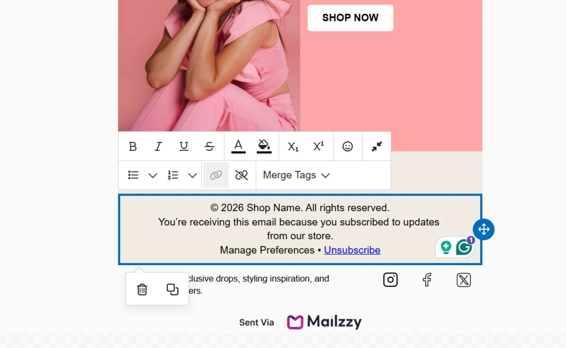 Adding a Text Hyperlink to campaign