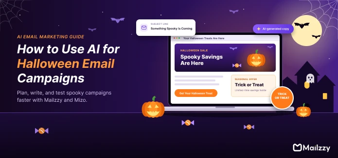 Halloween email campaign displayed on a laptop with spooky promotional designs