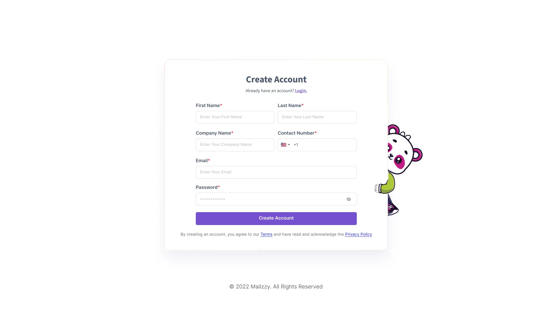 Create Account on Mailzzy