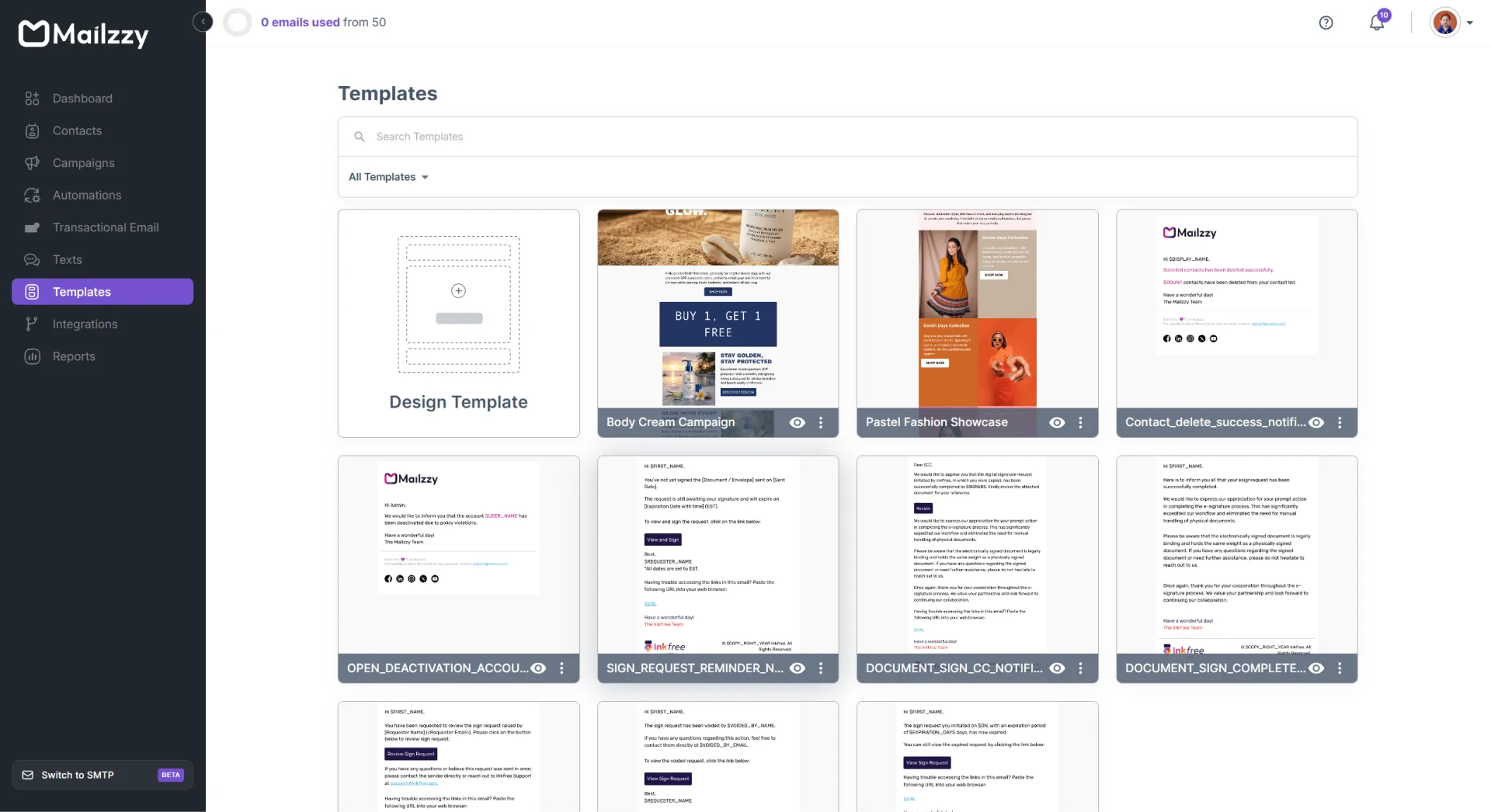 Drag and drop email editor customizing template
