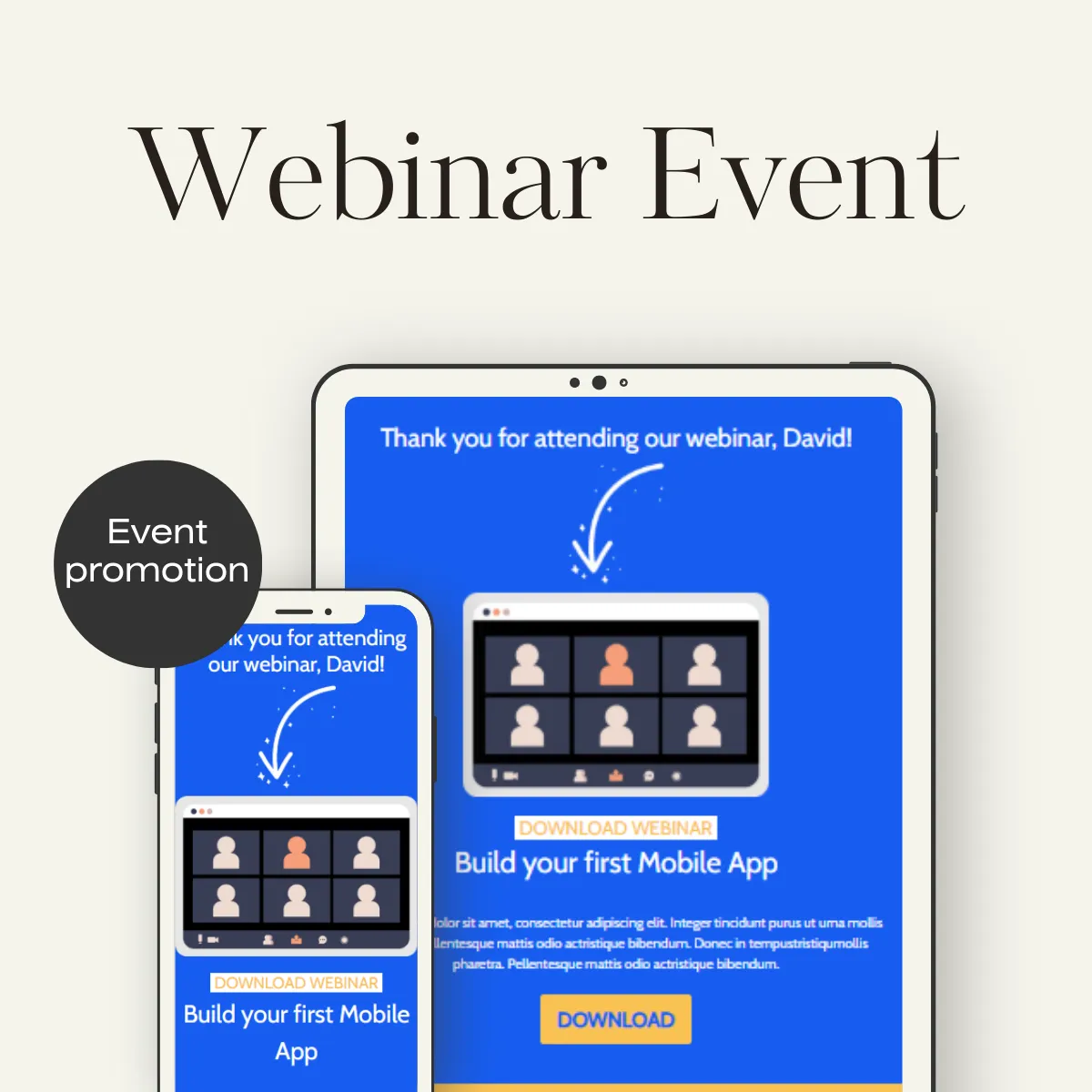 Email announcing upcoming webinar event
