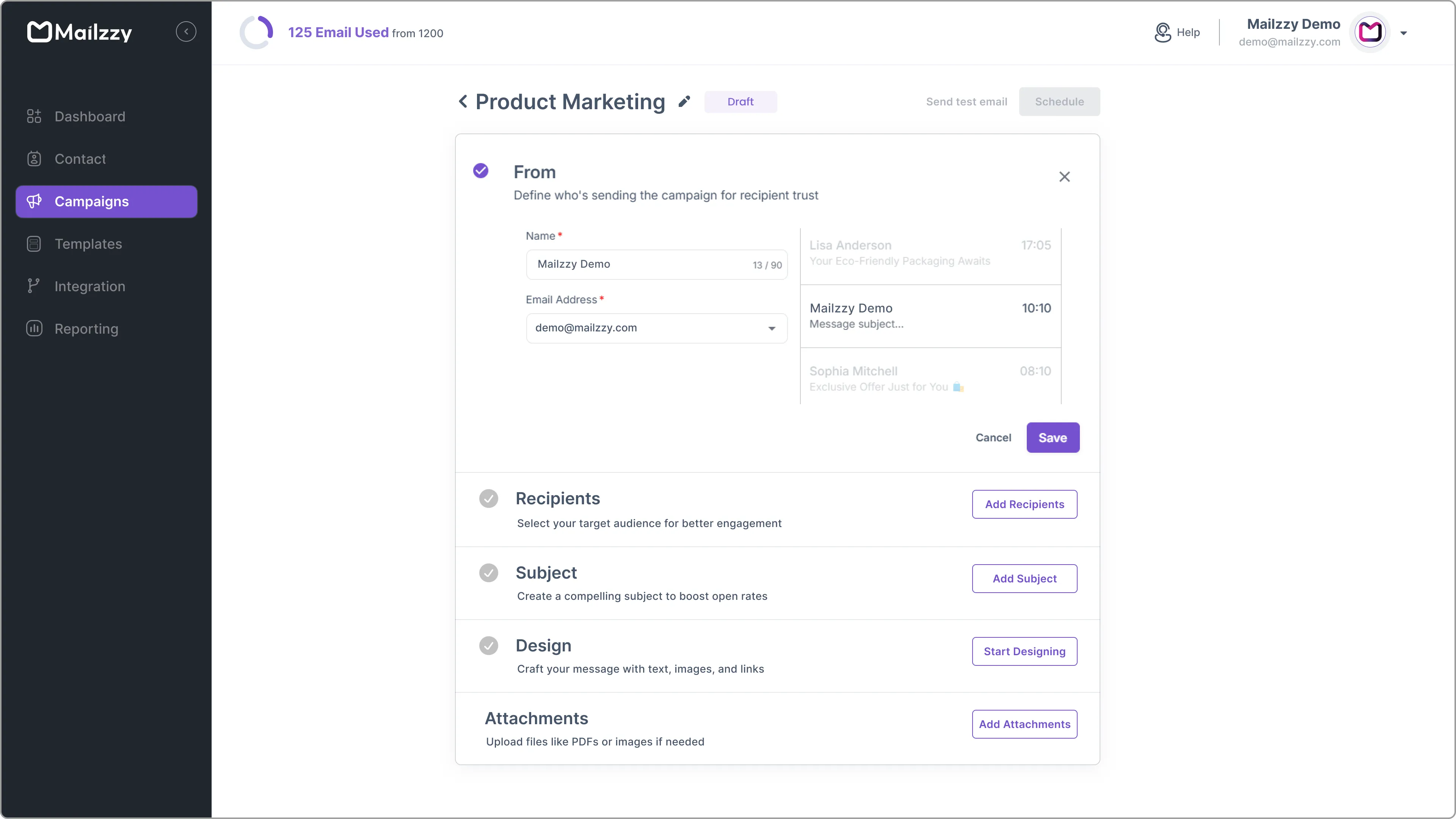 Regular Campaign Creation in Mailzzy