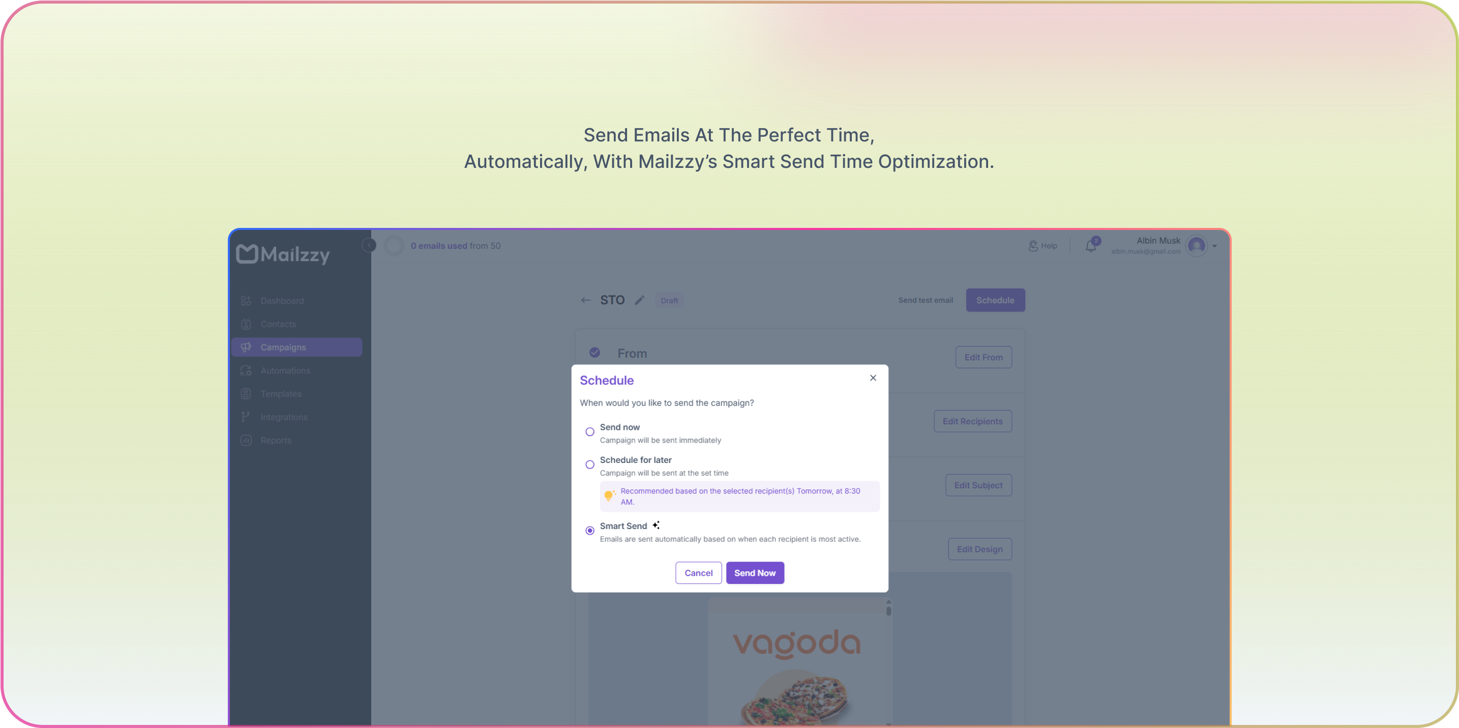 Send emails when they’re most likely to be seen