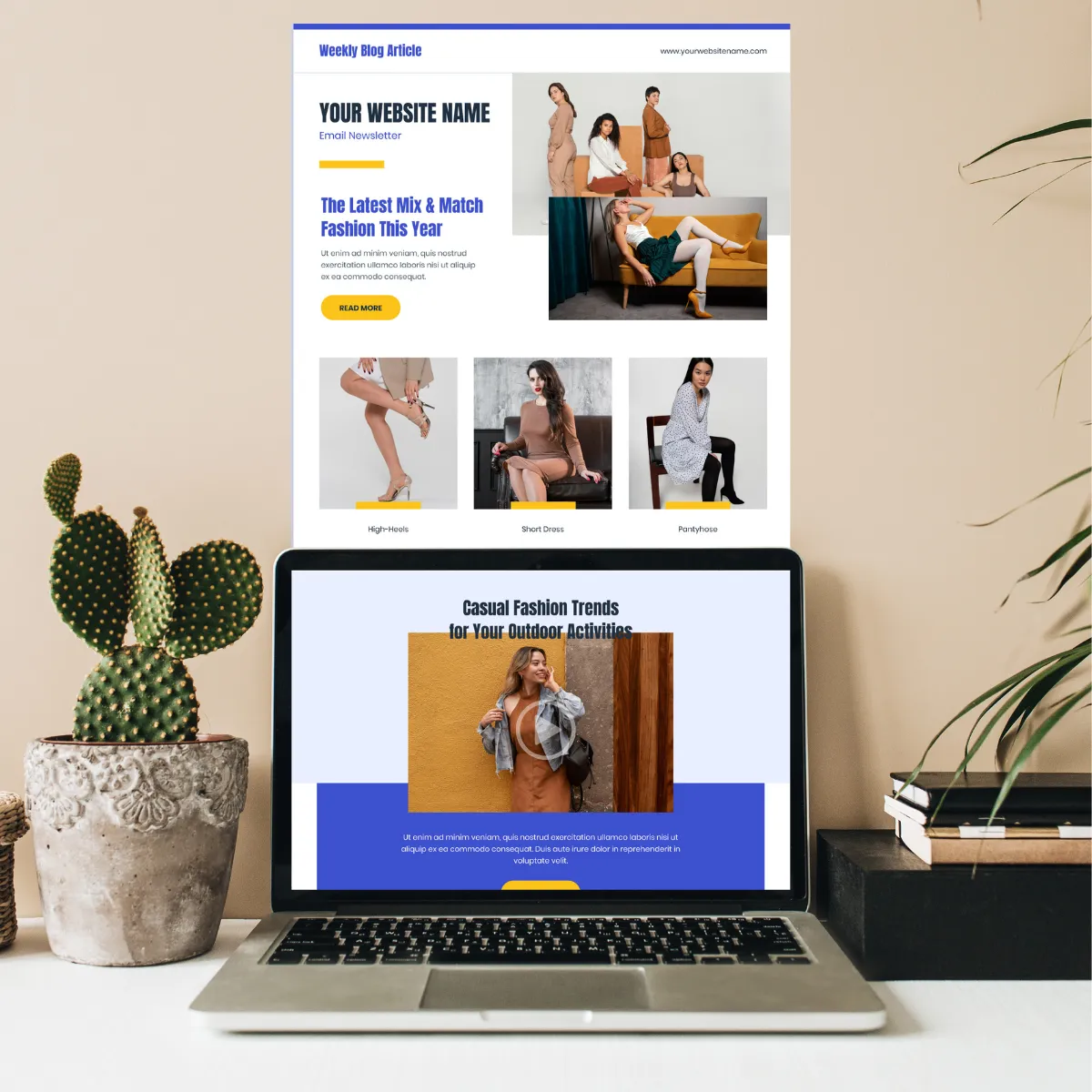 Email template with embedded video thumbnail and GIF animations